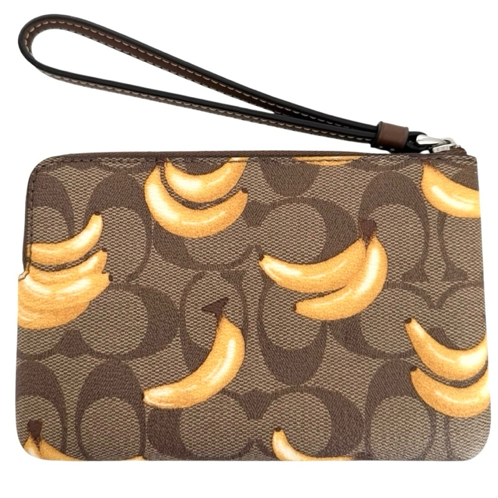 Coach Wristlet Signature Canvas Banana Print - Picture 2 of 9